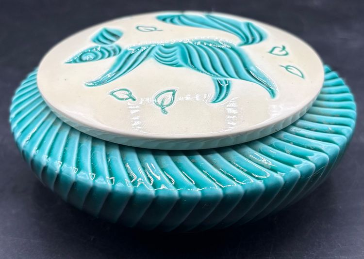 ENAMELED EARTHENWARE CANDY DISH