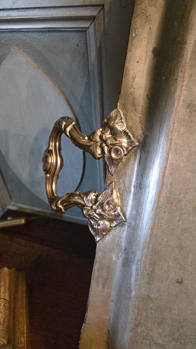 Large silver-plated metal serving tray – 19th century