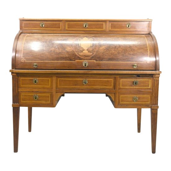 Bureau Cylindre d'époque Louis XVI Directoire époque Fin XVIIIème Hache Fils