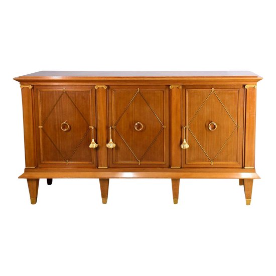 Credenza anni '40 in mogano e bronzo dorato di Pierre Lardin