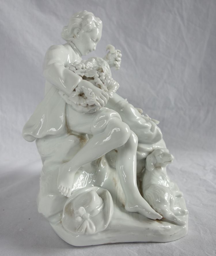 Capodimonte: scena galante del XVIII secolo da Boucher - gruppo in porcellana - firmato