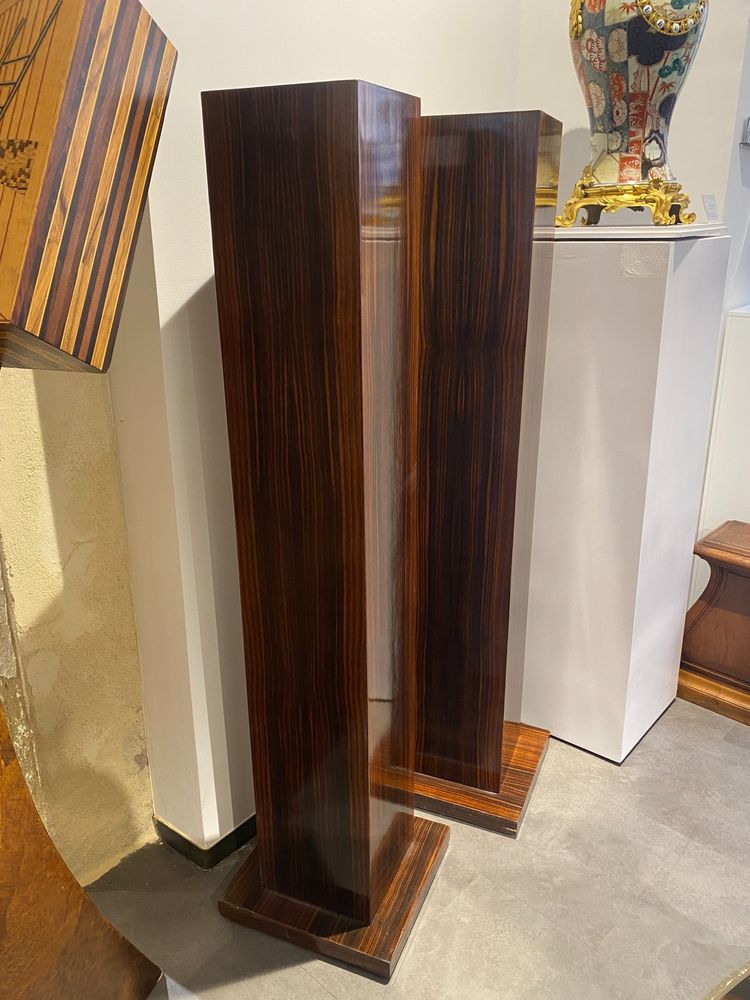 Pair of Art Deco columns / sheaths / stands in Macassar Ebony veneer
