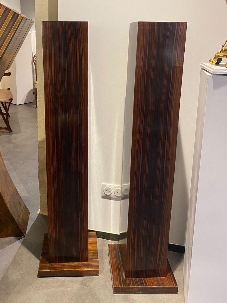 Pair of Art Deco columns / sheaths / stands in Macassar Ebony veneer