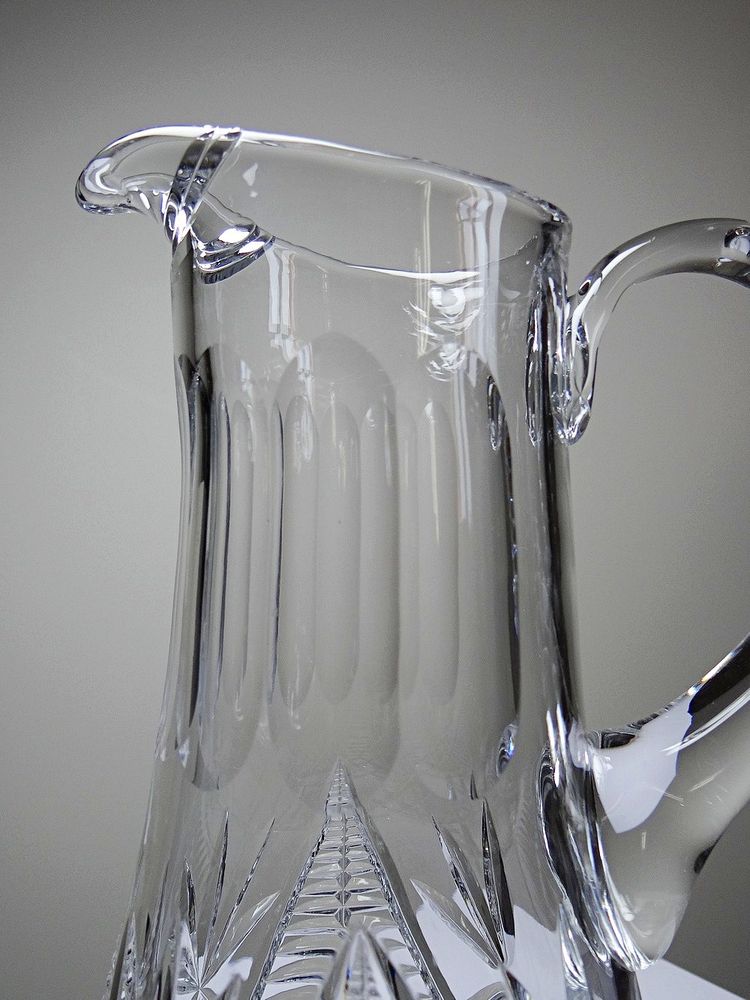 Large cut crystal water pitcher, European crystal makers, 20th century
