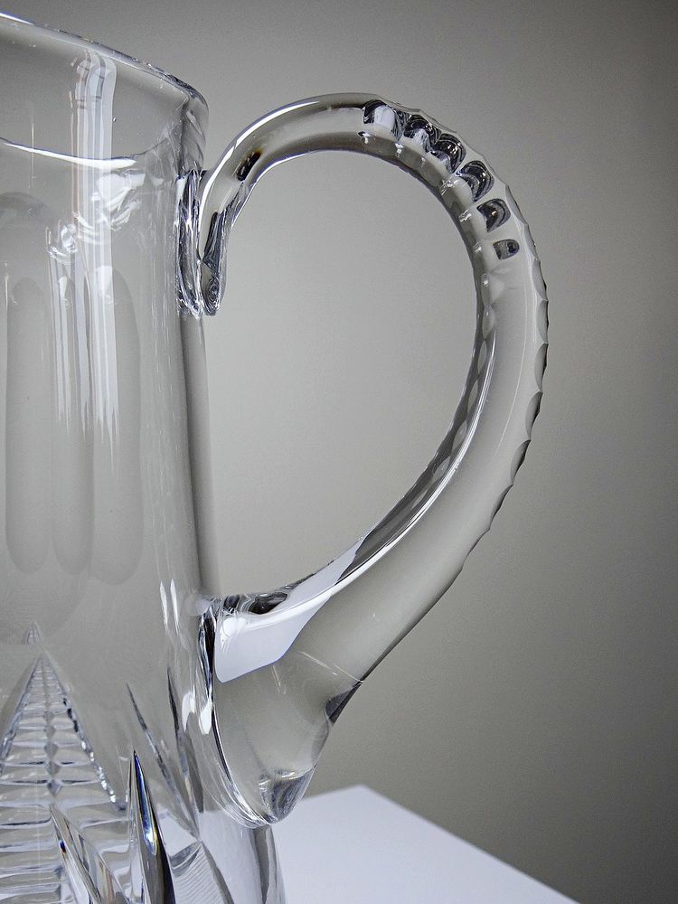 Large cut crystal water pitcher, European crystal makers, 20th century