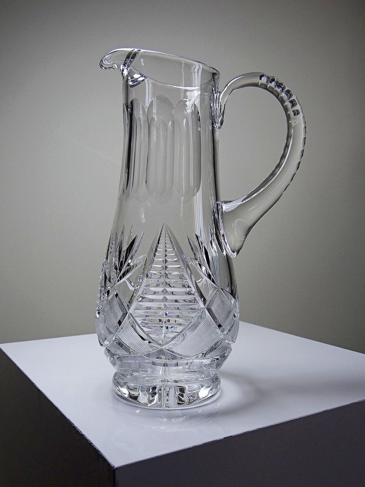 Large cut crystal water pitcher, European crystal makers, 20th century