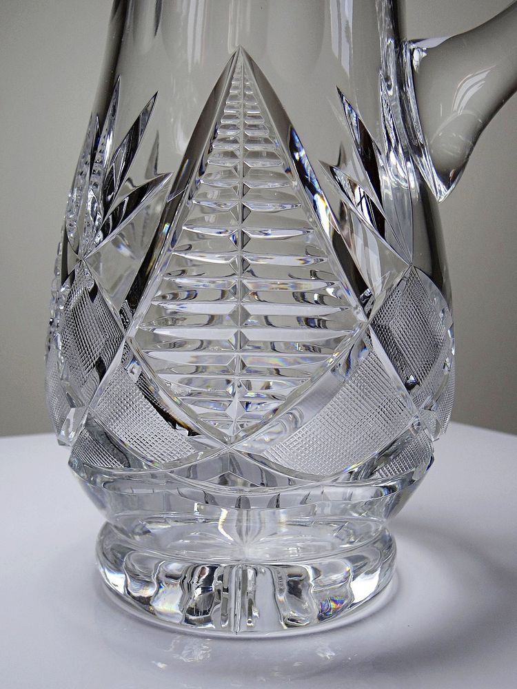 Large cut crystal water pitcher, European crystal makers, 20th century