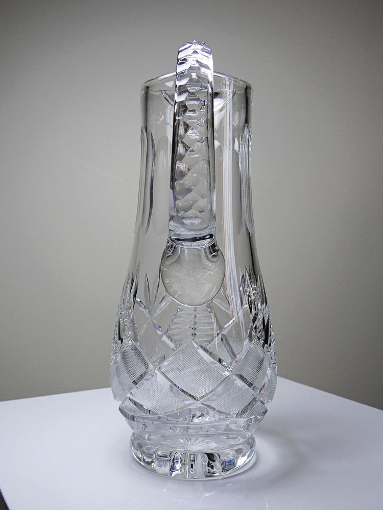 Large cut crystal water pitcher, European crystal makers, 20th century