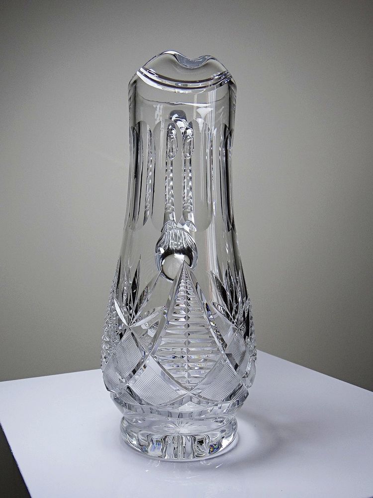 Large cut crystal water pitcher, European crystal makers, 20th century