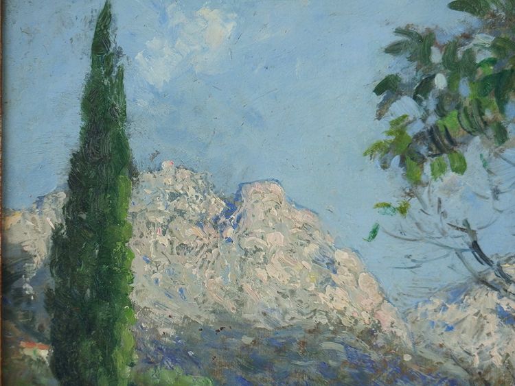 „Südliche Landschaft“, Öl auf Karton von Henri Vignet
