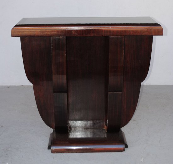 Console in legno annerito del 1930 con piano in vetro