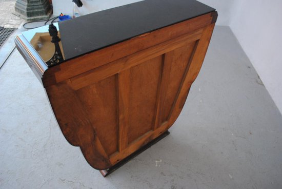 Console in legno annerito del 1930 con piano in vetro