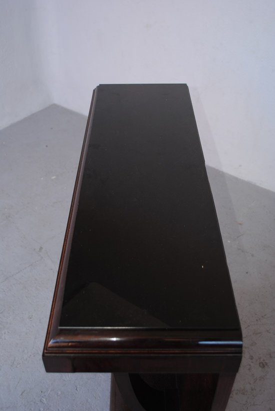 Console in legno annerito del 1930 con piano in vetro