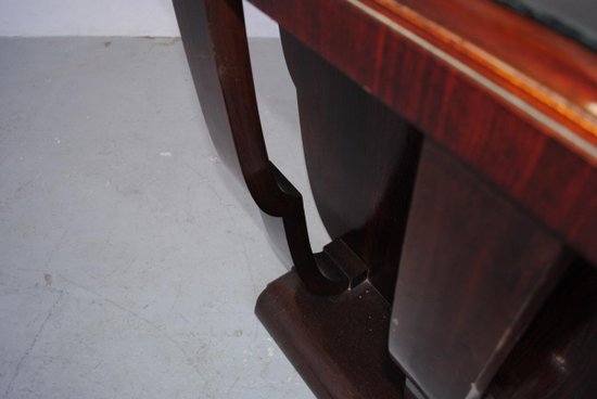 Console in legno annerito del 1930 con piano in vetro