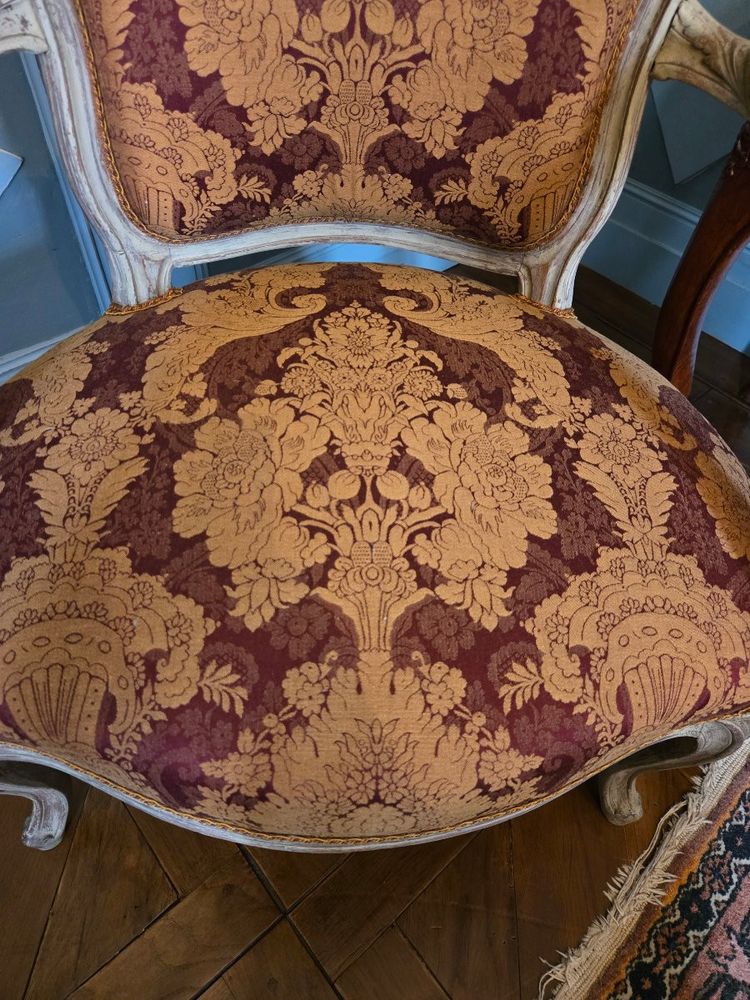 Pair of Louis XV period dressing chairs.