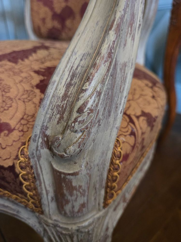 Pair of Louis XV period dressing chairs.