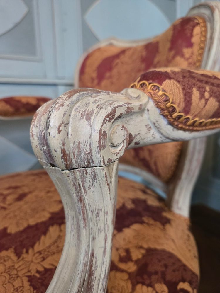 Pair of Louis XV period dressing chairs.