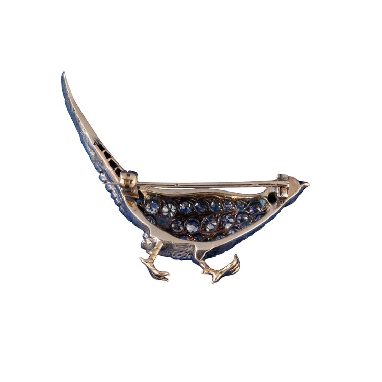 Broche Faisan en or, argent, diamants et rubis. Fin XIXᵉ siècle