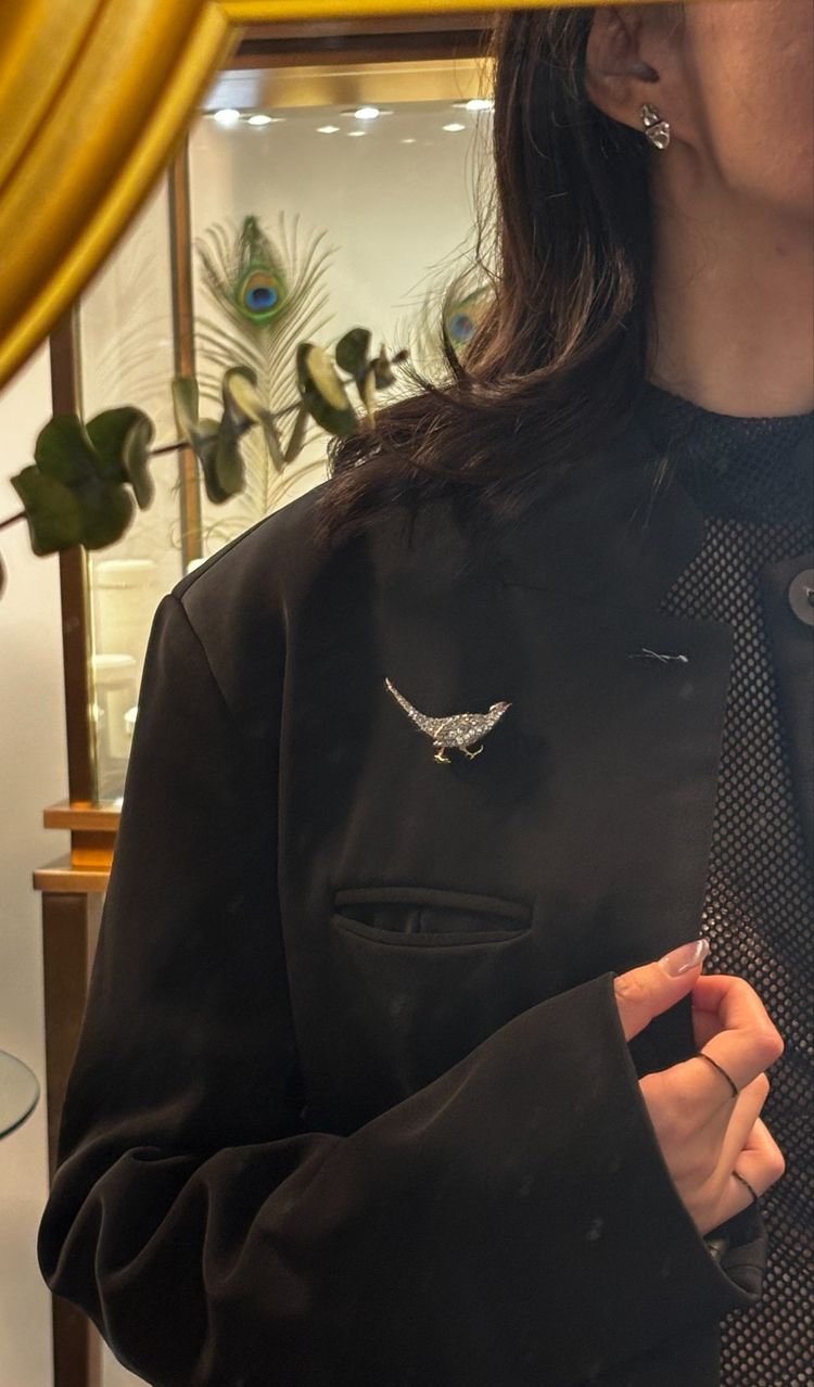Broche Faisan en or, argent, diamants et rubis. Fin XIXᵉ siècle