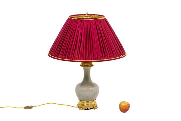 Lamp in porcelain celadon cracked and gilt bronze, circa 1880 LS4517471