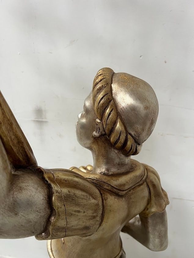 Stehlampe mit silberner nubischer Figur, 20. Jahrhundert