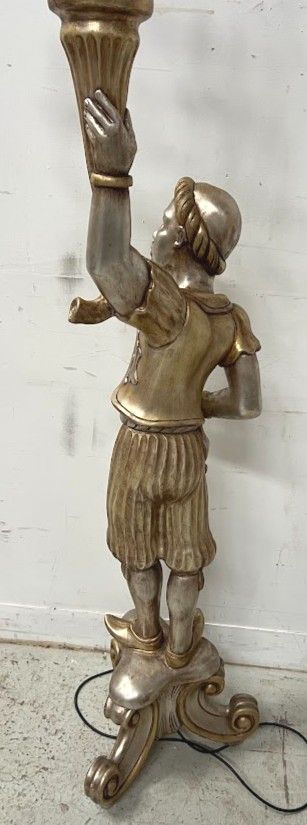 Stehlampe mit silberner nubischer Figur, 20. Jahrhundert