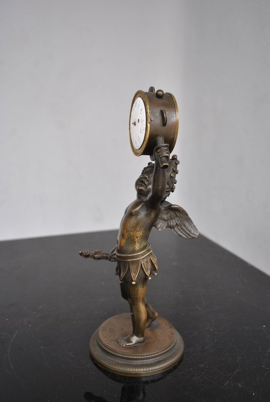 Harlequin Baby Bronze Clock Breguet mechanism 19th century