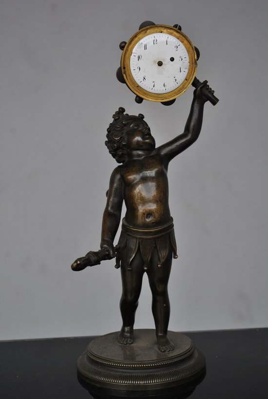 Harlequin Baby Bronze Clock Breguet mechanism 19th century