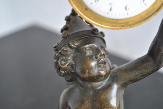 Harlequin Baby Bronze Clock Breguet mechanism 19th century