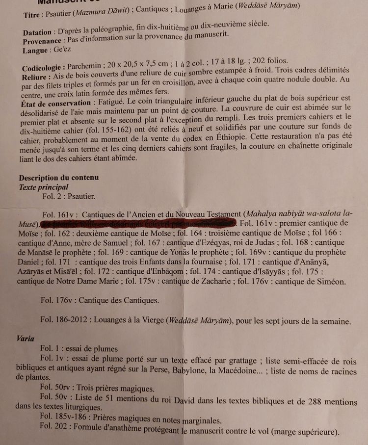 Ethiopia - Coptic manuscript in Ge'ez - 18th or 19th century - Song of Songs