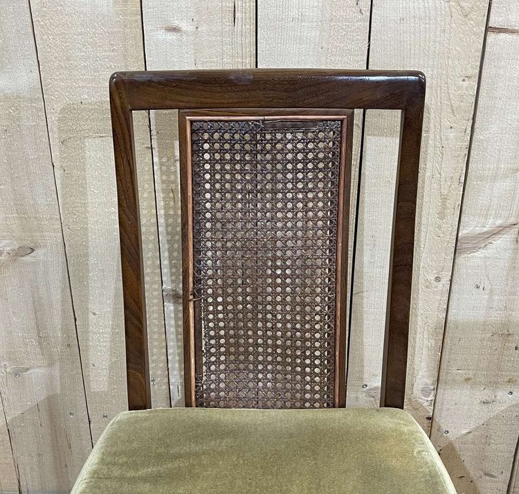 Set of 4 teak chairs by Gplan with cane backrests