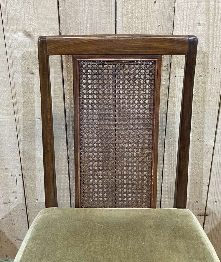 Set of 4 teak chairs by Gplan with cane backrests