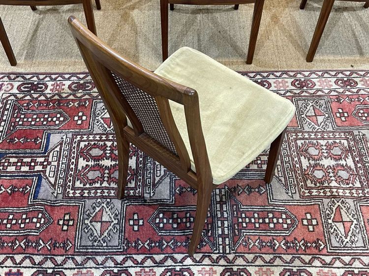 Set of 4 teak chairs by Gplan with cane backrests
