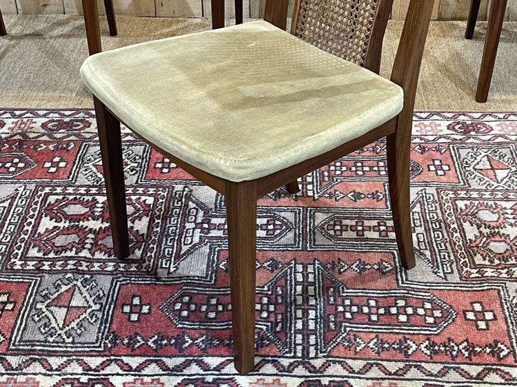 Set of 4 teak chairs by Gplan with cane backrests