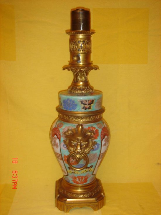 Paar China Lampen Montiert Bronze