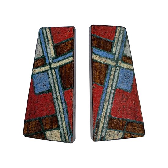 Large door handles. Enamels. Siva Poggibonsi. Italy 50s.