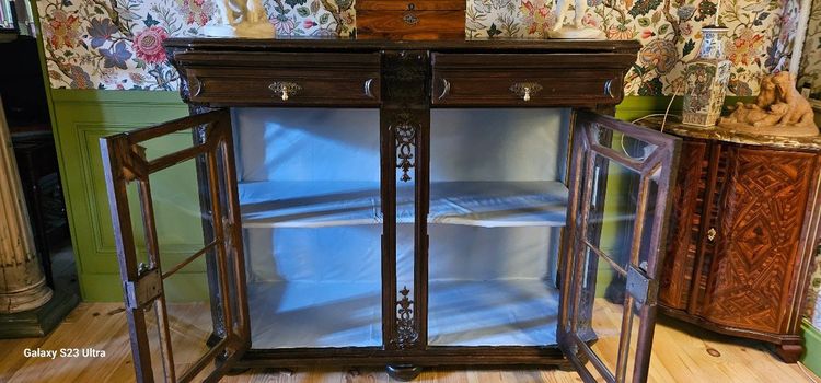 Display case, Regency style silver cabinet at waist height, Liège work from the 18th century