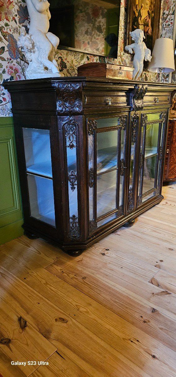 Display case, Regency style silver cabinet at waist height, Liège work from the 18th century