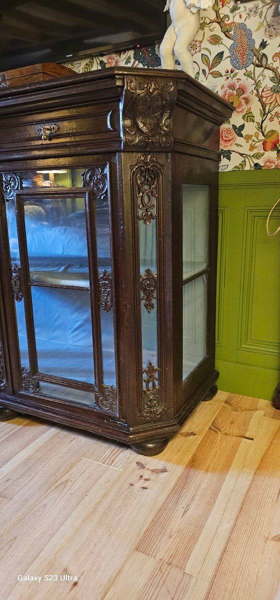 Display case, Regency style silver cabinet at waist height, Liège work from the 18th century
