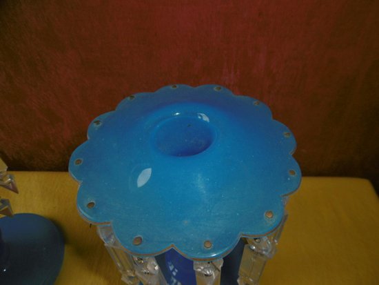 Coppia di candelieri opalini d'epoca Carlo X