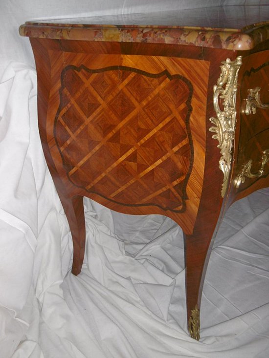 Kommode mit Intarsien 2 Schubladen Stil Louis XV