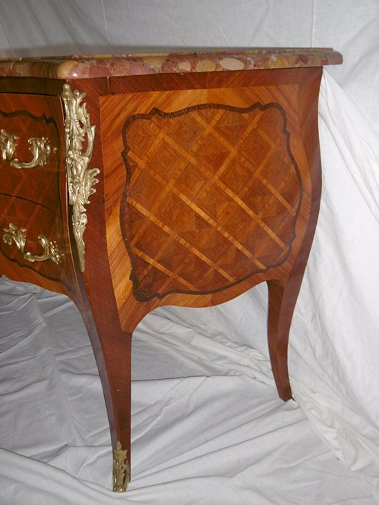 Kommode mit Intarsien 2 Schubladen Stil Louis XV