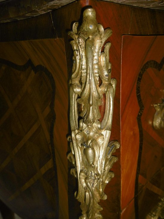 Kommode mit Intarsien 2 Schubladen Stil Louis XV