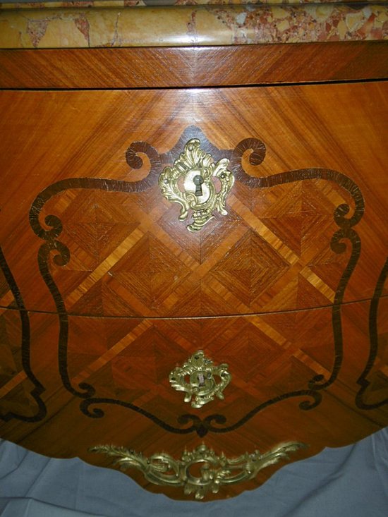 Kommode mit Intarsien 2 Schubladen Stil Louis XV