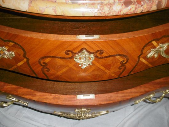 Kommode mit Intarsien 2 Schubladen Stil Louis XV
