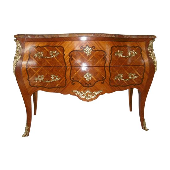 Commode Marquetée 2 Tiroirs De Style Louis XV