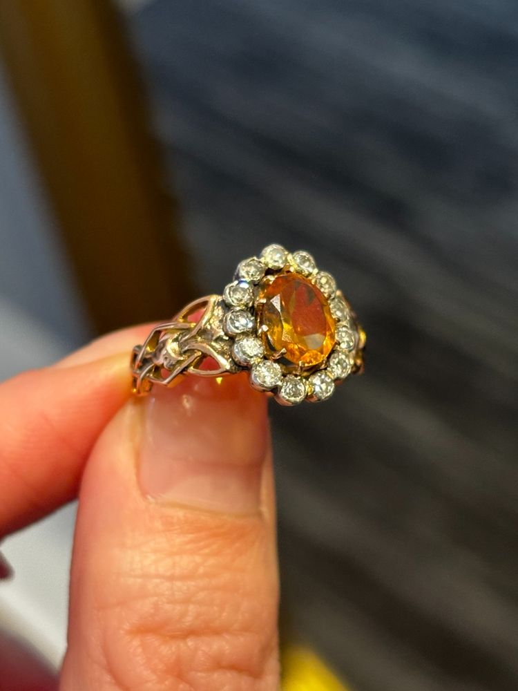 Gold, Citrine and Diamond Ring