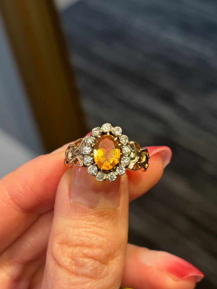 Gold, Citrine and Diamond Ring