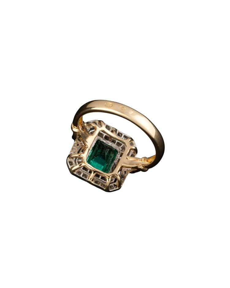 Gold, Platinum, Emerald And Diamond Ring 
