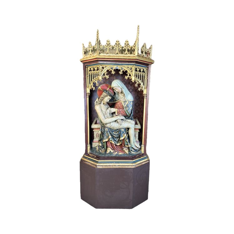 Imponente Pietà lignea entro pala d'altare - 1890 circa